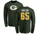 Green Bay Packers #65 Lane Taylor Green Name & Number Logo Long Sleeve T-Shirt