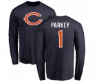 Chicago Bears #1 Cody Parkey Navy Blue Name & Number Logo Long Sleeve T-Shirt