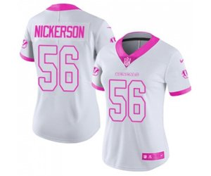Women Cincinnati Bengals #56 Hardy Nickerson Limited White Pink Rush Fashion Football Jersey