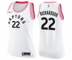 Women's Toronto Raptors #22 Malachi Richardson Swingman White Pink Fashion Basketball Jersey