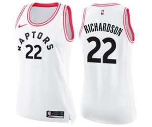 Women\'s Toronto Raptors #22 Malachi Richardson Swingman White Pink Fashion Basketball Jersey