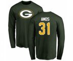 Green Bay Packers #31 Adrian Amos Green Name & Number Logo Long Sleeve T-Shirt