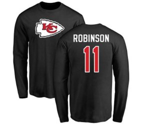 Kansas City Chiefs #11 Demarcus Robinson Black Name & Number Logo Long Sleeve T-Shirt