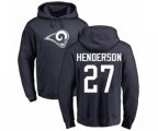 Los Angeles Rams #27 Darrell Henderson Navy Blue Name & Number Logo Pullover Hoodie
