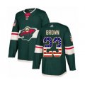 Minnesota Wild #23 J.T. Brown Authentic Green USA Flag Fashion Hockey Jersey
