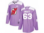 New Jersey Devils #63 Jesper Bratt Purple Authentic Fights Cancer Stitched NHL Jersey
