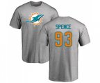 Miami Dolphins #93 Akeem Spence Ash Name & Number Logo T-Shirt