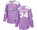 Washington Capitals #34 Jonas Siegenthaler Authentic Purple Fights Cancer Practice NHL Jersey