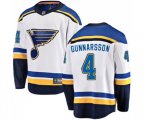 St. Louis Blues #4 Carl Gunnarsson Fanatics Branded White Away Breakaway NHL Jersey