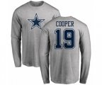 Dallas Cowboys #19 Amari Cooper Ash Name & Number Logo Long Sleeve T-Shirt