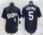 Los Angeles Dodgers #5 Freddie Freeman Number Black Turn Back The Clock Stitched Cool Base Jersey