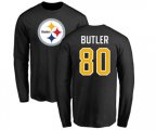 Pittsburgh Steelers #80 Jack Butler Black Name & Number Logo Long Sleeve T-Shirt