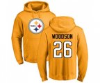 Pittsburgh Steelers #26 Rod Woodson Gold Name & Number Logo Pullover Hoodie
