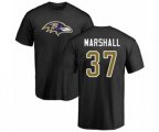 Baltimore Ravens #37 Iman Marshall Black Name & Number Logo T-Shirt