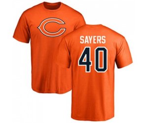 Chicago Bears #40 Gale Sayers Orange Name & Number Logo T-Shirt