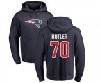 New England Patriots #70 Adam Butler Navy Blue Name & Number Logo Pullover Hoodie