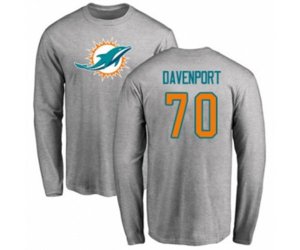 Miami Dolphins #70 Julie\'n Davenport Ash Name & Number Logo Long Sleeve T-Shirt