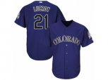 Colorado Rockies #21 Jonathan Lucroy Replica Purple Alternate 1 Cool Base MLB Jersey