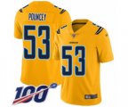 Los Angeles Chargers #53 Mike Pouncey Limited Gold Inverted Legend 100th Season Football Jersey
