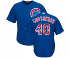 Chicago Cubs #40 Willson Contreras Authentic Royal Blue Team Logo Fashion Cool Base MLB Jersey