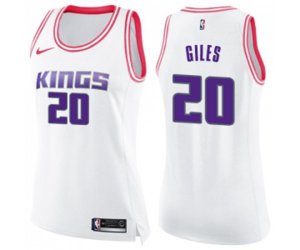 Women\'s Sacramento Kings #20 Harry Giles Swingman White Pink Fashion Basketball Jersey