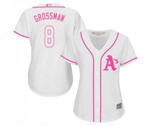 Women\'s Oakland Athletics #8 Robbie Grossman Replica White Fashion Cool Base Baseball Jersey