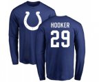 Indianapolis Colts #29 Malik Hooker Royal Blue Name & Number Logo Long Sleeve T-Shirt