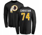 Washington Redskins #74 Geron Christian Black Name & Number Logo Long Sleeve T-Shirt