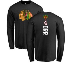 Chicago Blackhawks #4 Bobby Orr Black Backer Long Sleeve T-Shirt