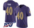 Baltimore Ravens #40 Kenny Young Limited Purple Rush Vapor Untouchable 100th Season Football Jersey