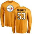 Pittsburgh Steelers #53 Maurkice Pouncey Gold Name & Number Logo Long Sleeve T-Shirt