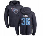 Tennessee Titans #36 LeShaun Sims Navy Blue Name & Number Logo Pullover Hoodie