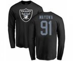 Oakland Raiders #91 Benson Mayowa Black Name & Number Logo Long Sleeve T-Shirt