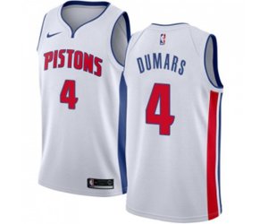 Detroit Pistons #4 Joe Dumars Authentic White Home Basketball Jersey - Association Edition