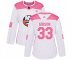 Women New York Islanders #33 Christopher Gibson Authentic White Pink Fashion NHL Jersey