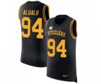 Pittsburgh Steelers #94 Tyson Alualu Limited Black Rush Player Name & Number Tank Top Football Jersey