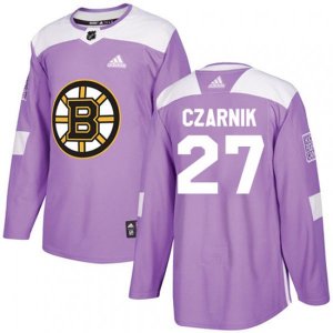 Boston Bruins #27 Austin Czarnik Authentic Purple Fights Cancer Practice NHL Jersey