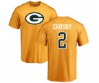 Green Bay Packers #2 Mason Crosby Gold Name & Number Logo T-Shirt