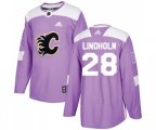 Calgary Flames #28 Elias Lindholm Authentic Purple Fights Cancer Practice Hockey Jersey