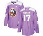 New York Islanders #17 Matt Martin Authentic Purple Fights Cancer Practice NHL Jersey