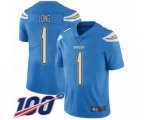 Los Angeles Chargers #1 Ty Long Electric Blue Alternate Vapor Untouchable Limited Player 100th Season Football Jersey