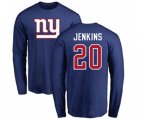 New York Giants #20 Janoris Jenkins Royal Blue Name & Number Logo Long Sleeve T-Shirt