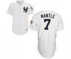 New York Yankees #7 Mickey Mantle Authentic White 75TH Patch Baseball Jersey