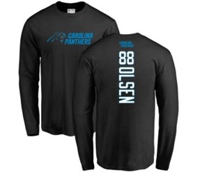 Carolina Panthers #88 Greg Olsen Black Backer Long Sleeve T-Shirt