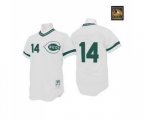 Cincinnati Reds #14 Pete Rose Authentic White(Green Patch) Throwback Baseball Jersey