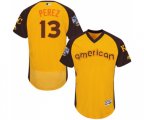 Kansas City Royals #13 Salvador Perez Yellow 2016 All-Star American League BP Authentic Collection Flex Base Baseball Jersey