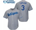 Los Angeles Dodgers #3 Chris Taylor Replica Grey Road Cool Base MLB Jersey