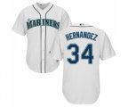 Seattle Mariners #34 Felix Hernandez Replica White Home Cool Base Baseball Jersey