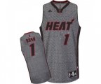 Miami Heat #1 Chris Bosh Swingman Grey Static Fashion Basketball Jersey