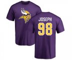 Minnesota Vikings #98 Linval Joseph Purple Name & Number Logo T-Shirt